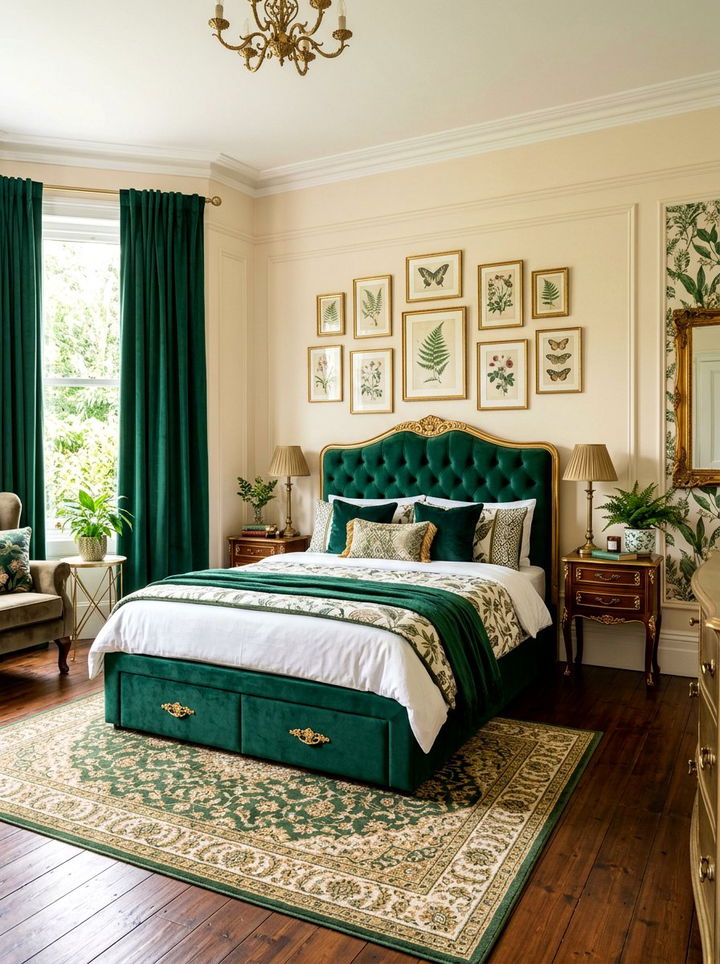 Emerald Green Storage Bed - 30 bedroom ottoman bed ideas