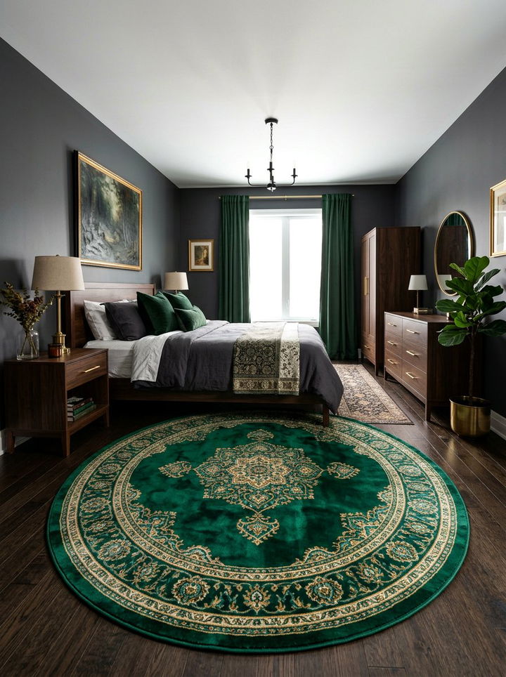 Emerald Green Velvet Round Rug - 30 bedroom round rugs
