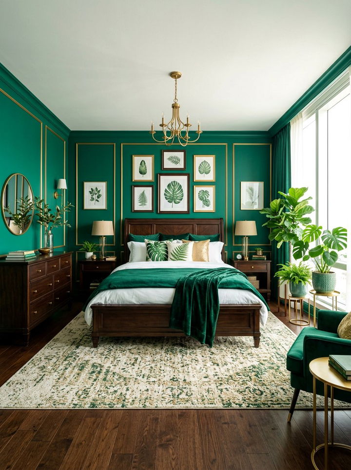 Emerald Sea Green Suite - 30 ocean inspired bedroom color ideas