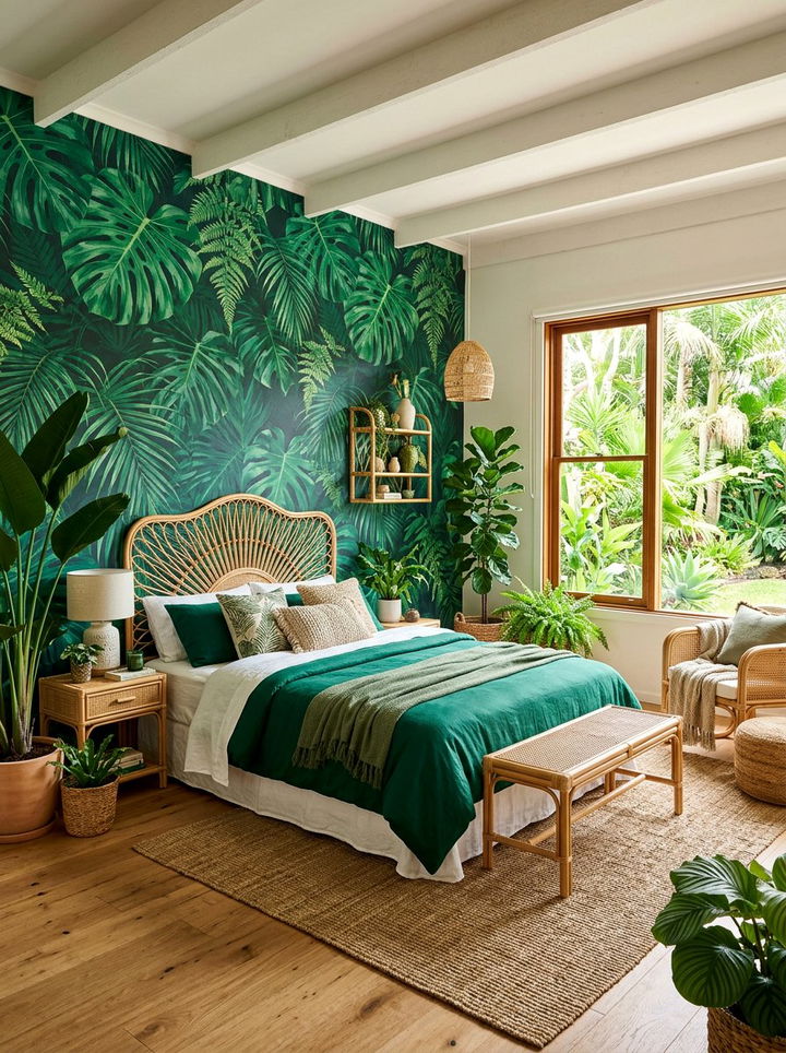 Emerald Tropical Bedroom - 30 emerald bedroom ideas