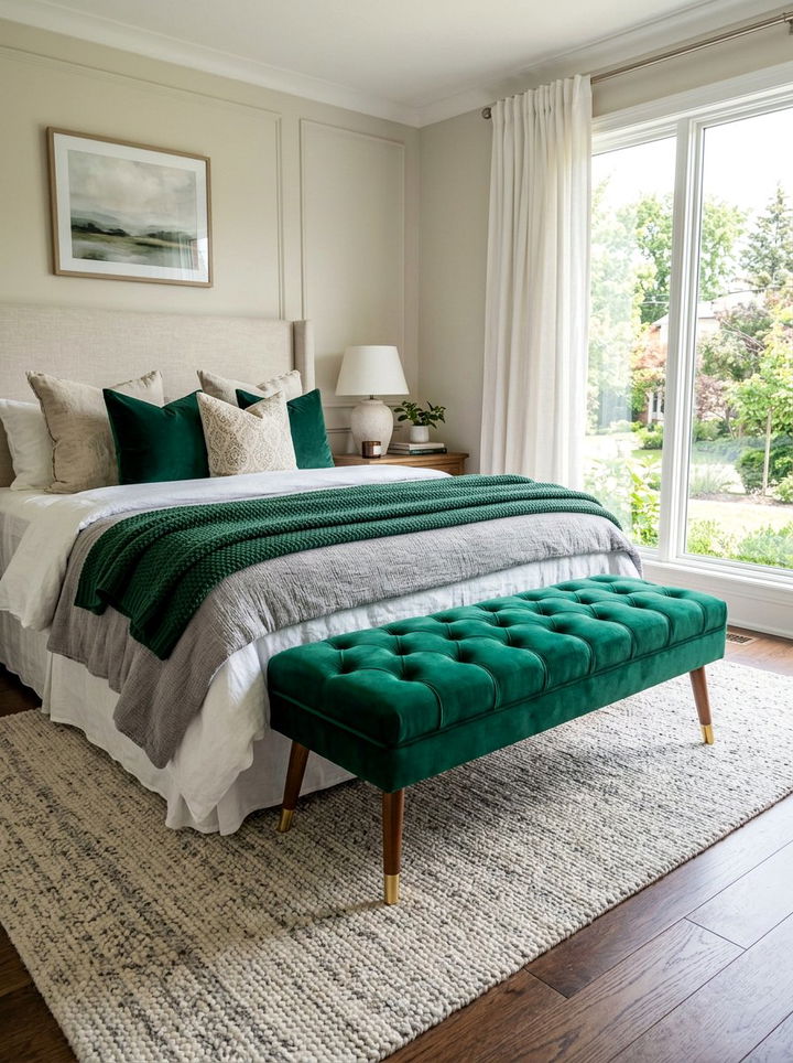 Emerald Velvet Bedroom Bench - 30 emerald bedroom ideas