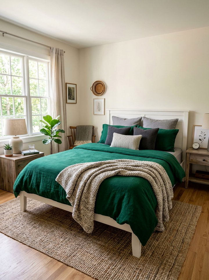 Emerald green bedding - 30 emerald green bedroom ideas