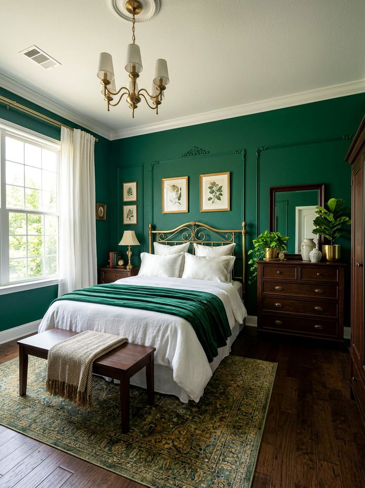 Emerald green bedroom - 30 romantic bedroom color ideas