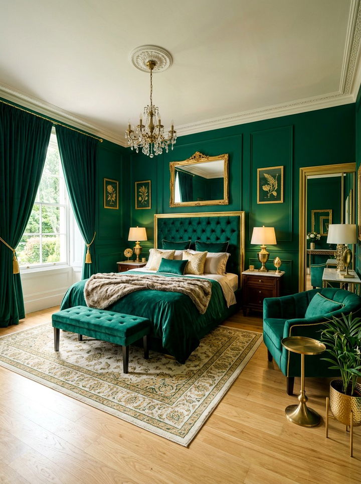Emerald green bedroom - 30 cool tone bedroom ideas