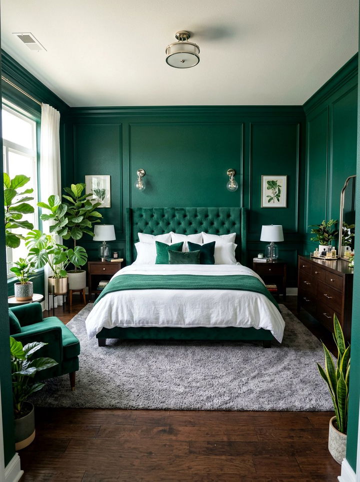 Emerald green bedroom wall - 30 bedroom paint color ideas