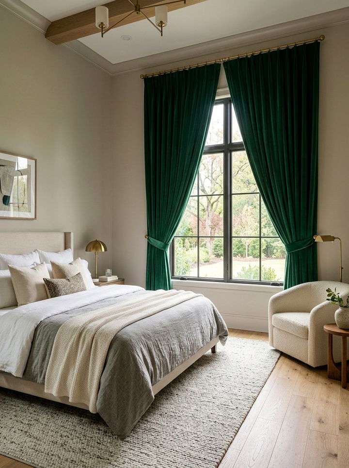 Emerald green curtains - 30 emerald green bedroom ideas