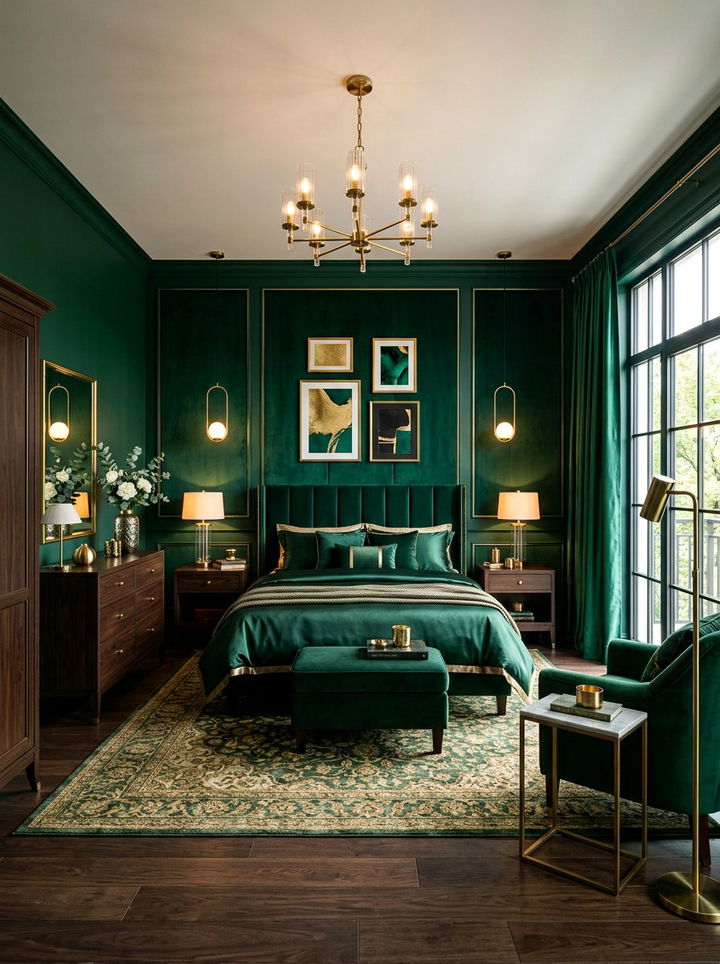 Emerald green glam bedroom - 30 glam bedroom ideas