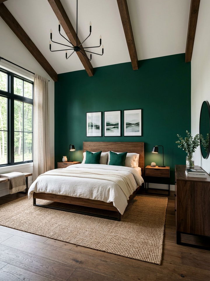 Emerald green modern rustic bedroom - 30 rustic green bedroom ideas