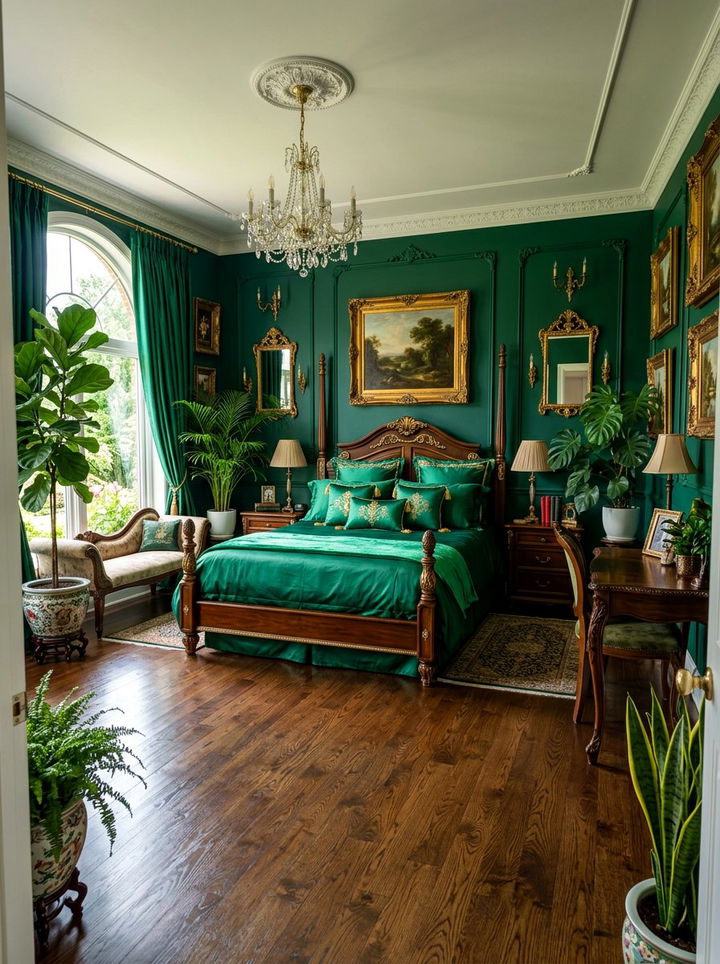 Emerald green silk bedding - 30 bedroom silk bedding ideas