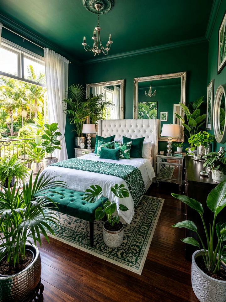Emerald green tropical bedroom - 30 tropical bedroom color ideas