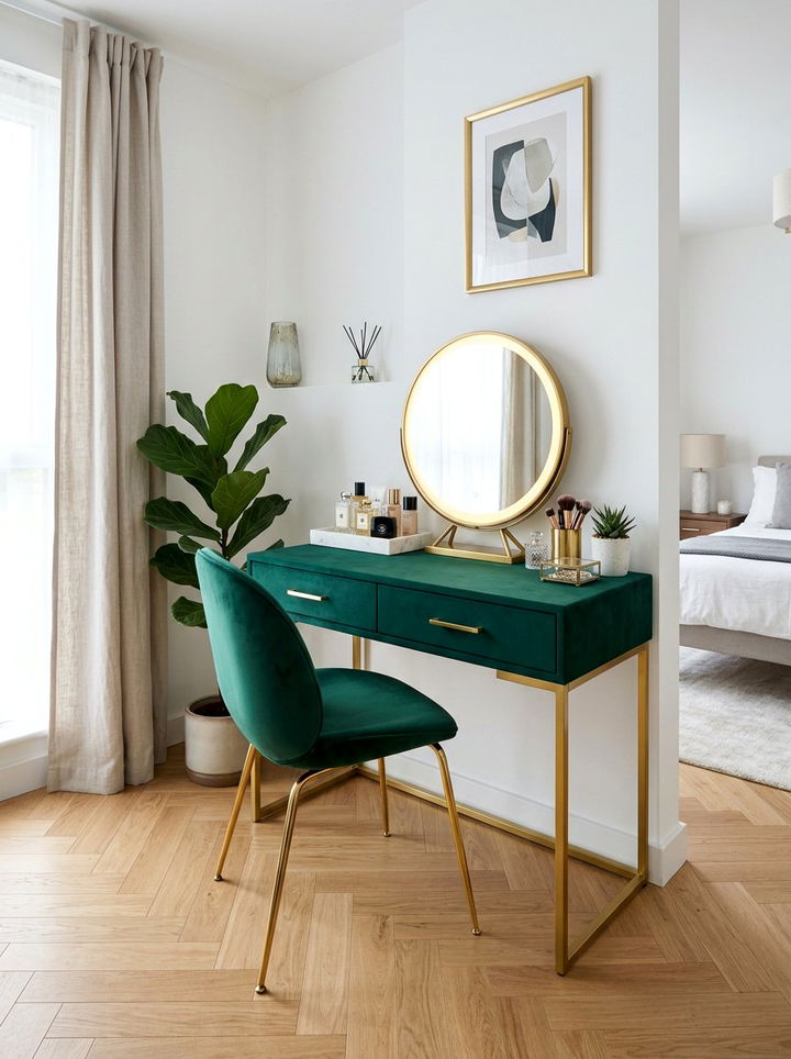 Emerald green vanity - 30 emerald green bedroom ideas