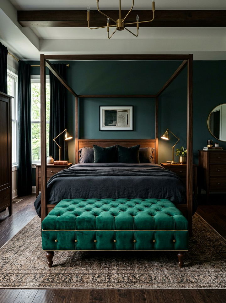 Emerald green velvet ottoman - 30 bedroom ottomans