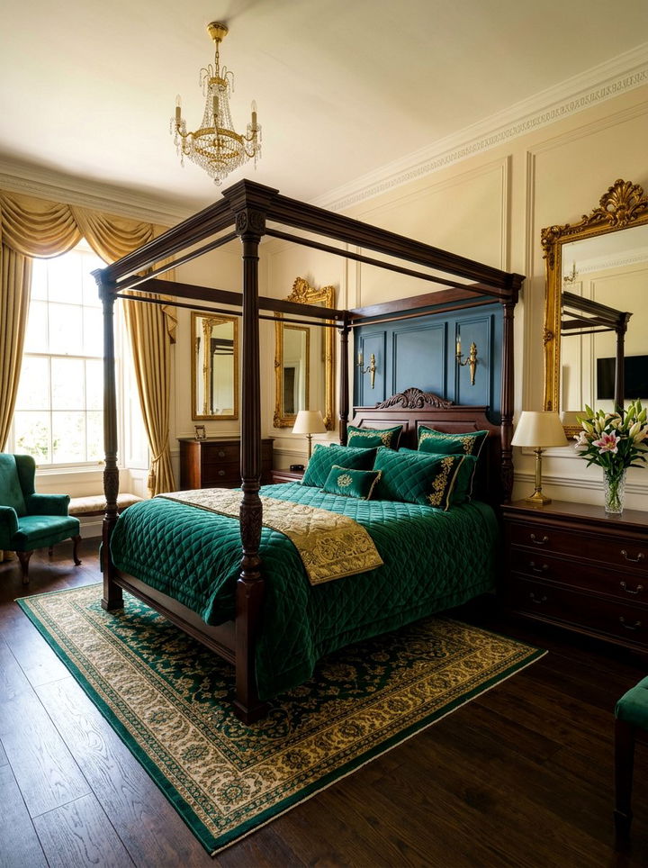Emerald quilted velvet - 30 quilted bedroom ideas