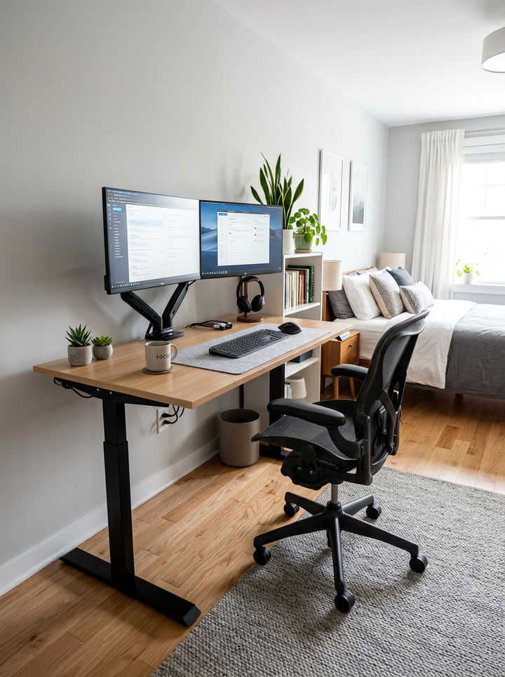 Ergonomic Office Nook - 30 bedroom office combo ideas