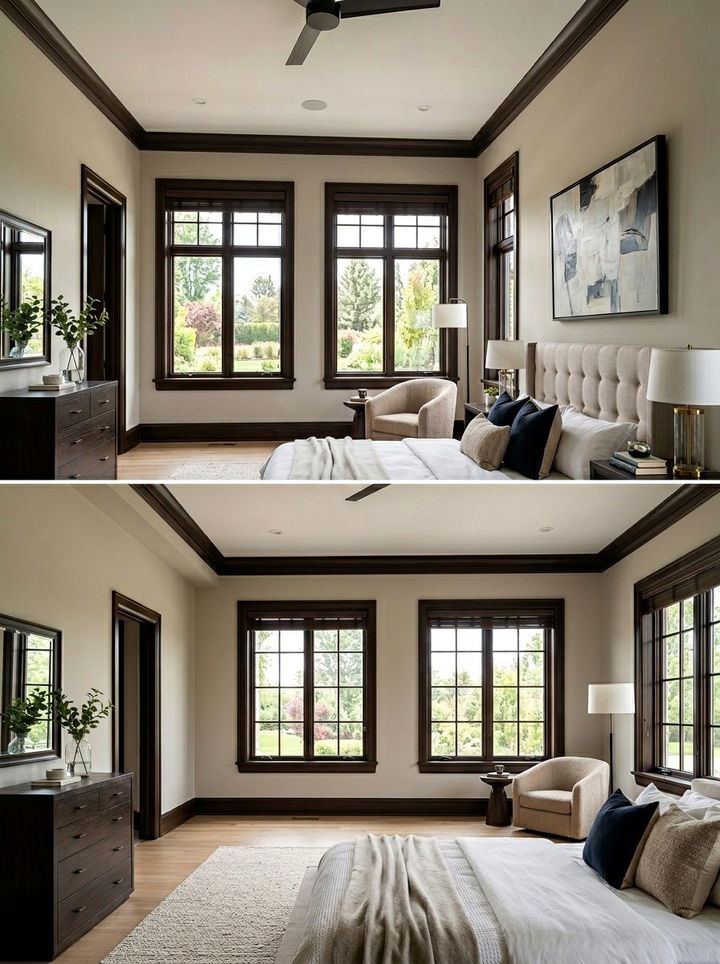 Espresso Wood Trim - 30 warm toned bedroom ideas