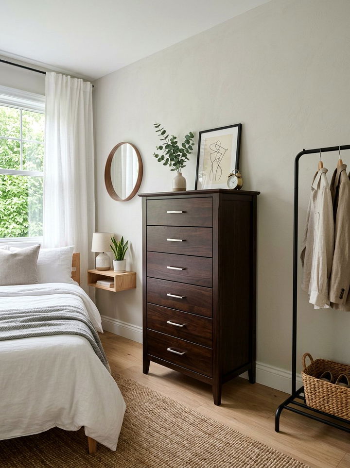 Espresso chest of drawers for small space - 30 espresso bedroom ideas