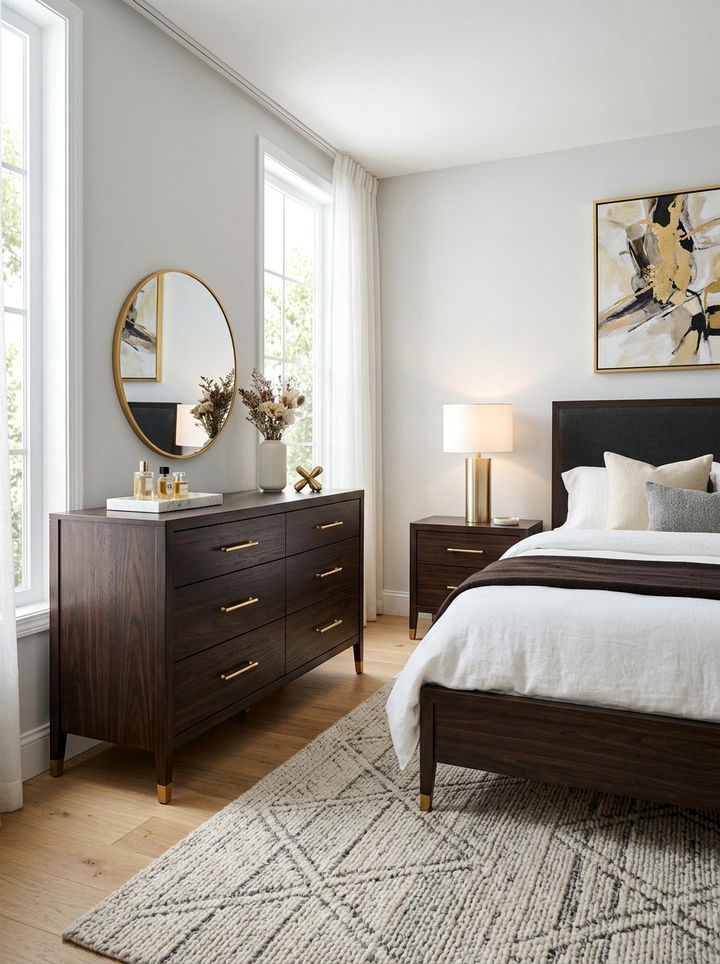 Espresso dresser gold hardware - 30 espresso bedroom ideas