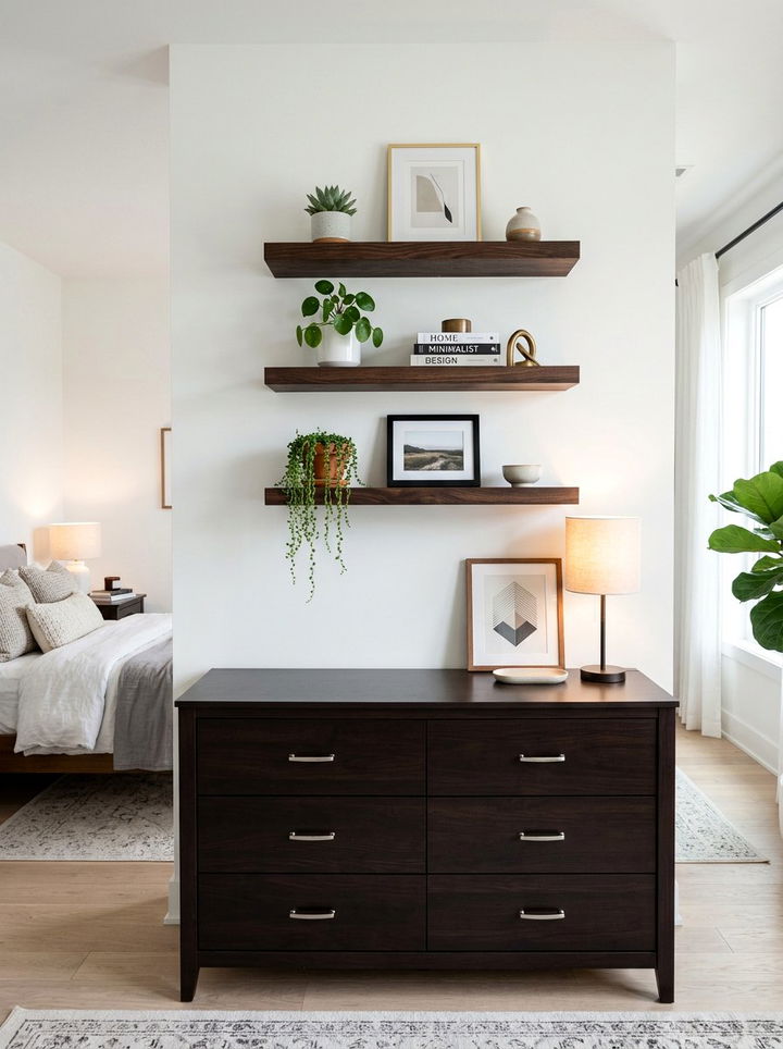 Espresso floating shelves for bedroom - 30 espresso bedroom ideas