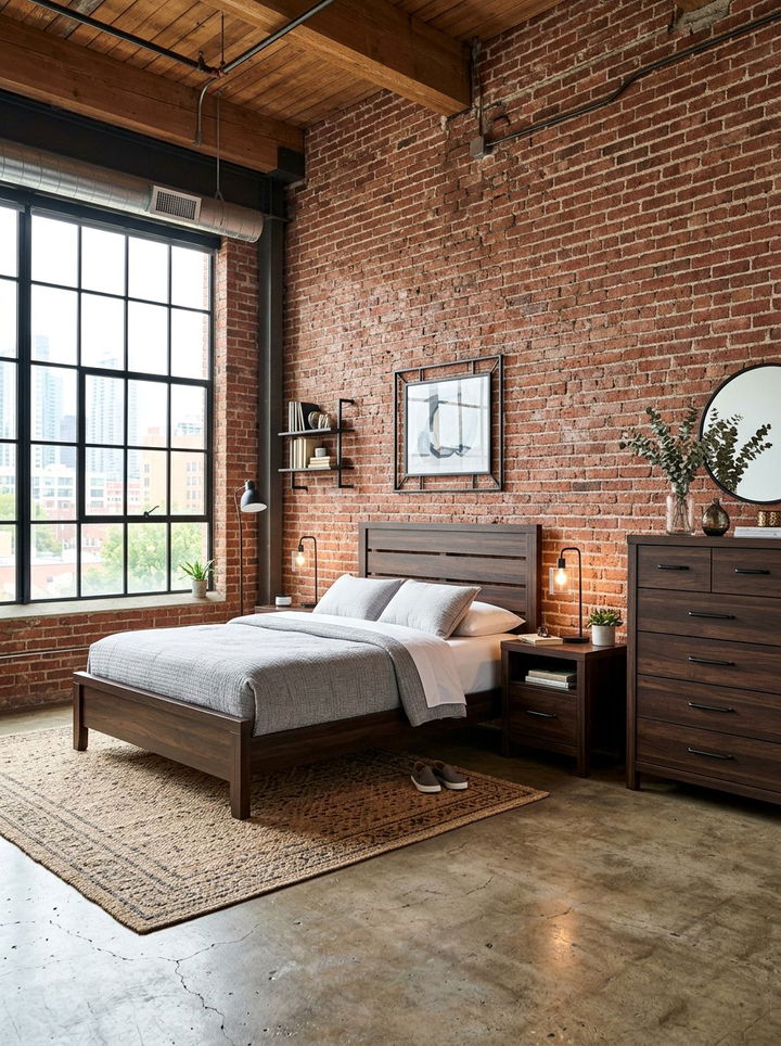 Espresso furniture brick wall - 30 espresso bedroom ideas