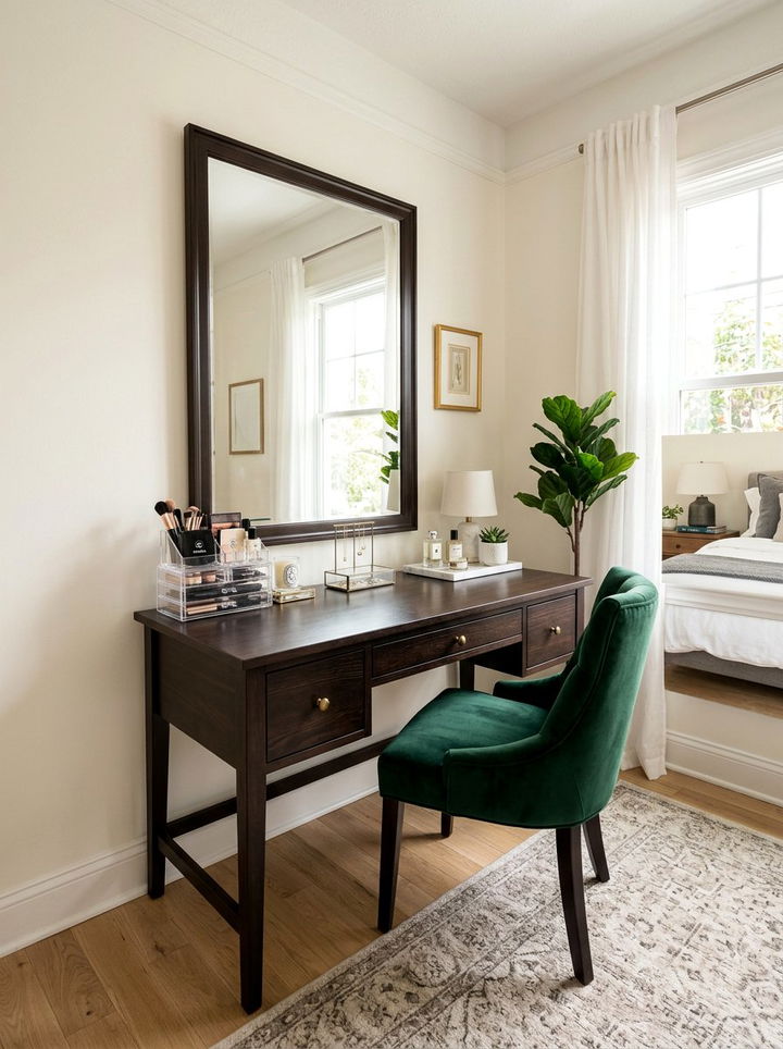 Espresso vanity desk with mirror - 30 espresso bedroom ideas