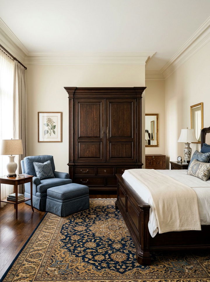 Espresso wood armoire for clothes - 30 espresso bedroom ideas