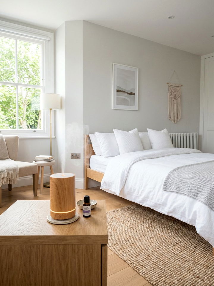 Essential oil diffuser - 30 meditation bedroom ideas
