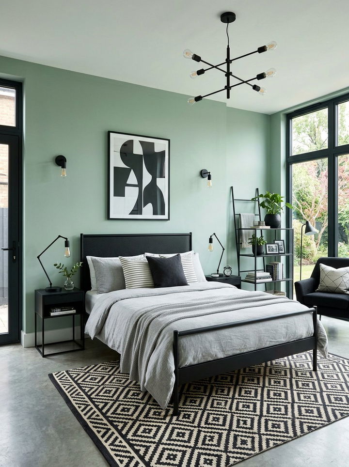Eucalyptus Green Bedroom With Black Accents - 30 eucalyptus green bedroom ideas