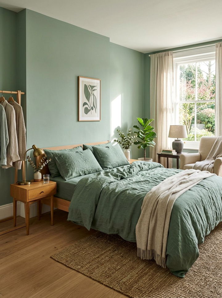 Eucalyptus Green Bedroom With Linen Bedding - 30 eucalyptus green bedroom ideas