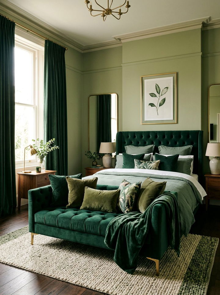 Eucalyptus Green Bedroom With Velvet Decor - 30 eucalyptus green bedroom ideas