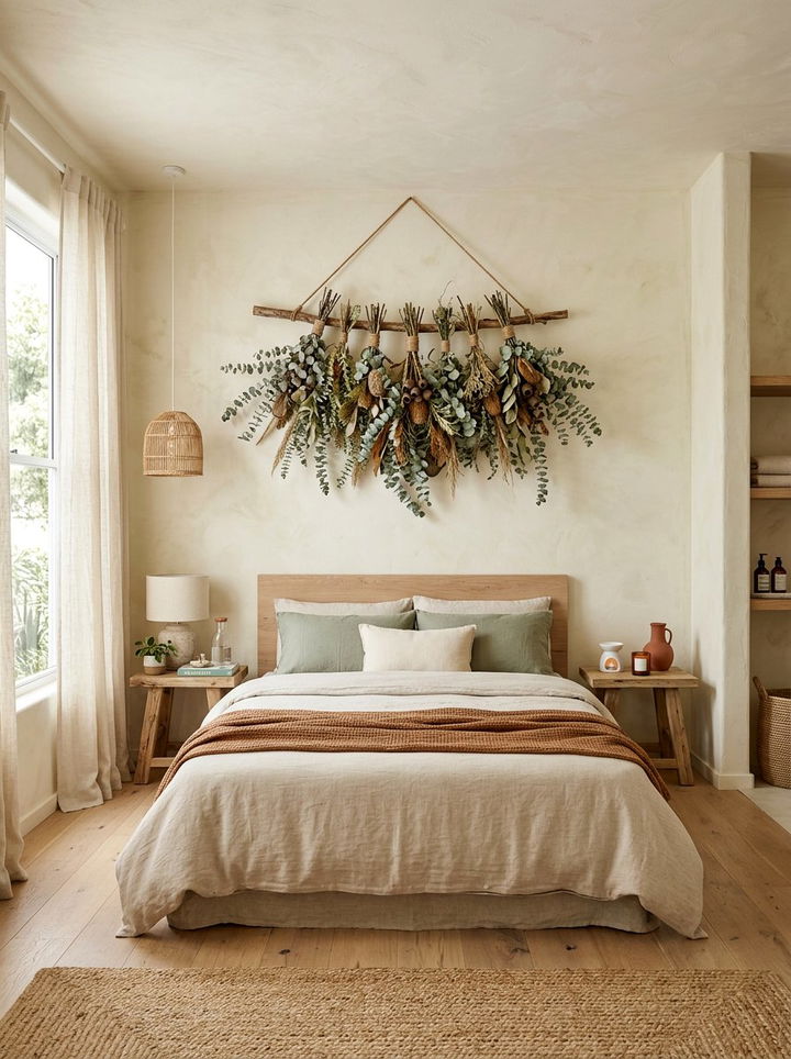 Eucalyptus Hanging Decor - 30 spa bedroom ideas