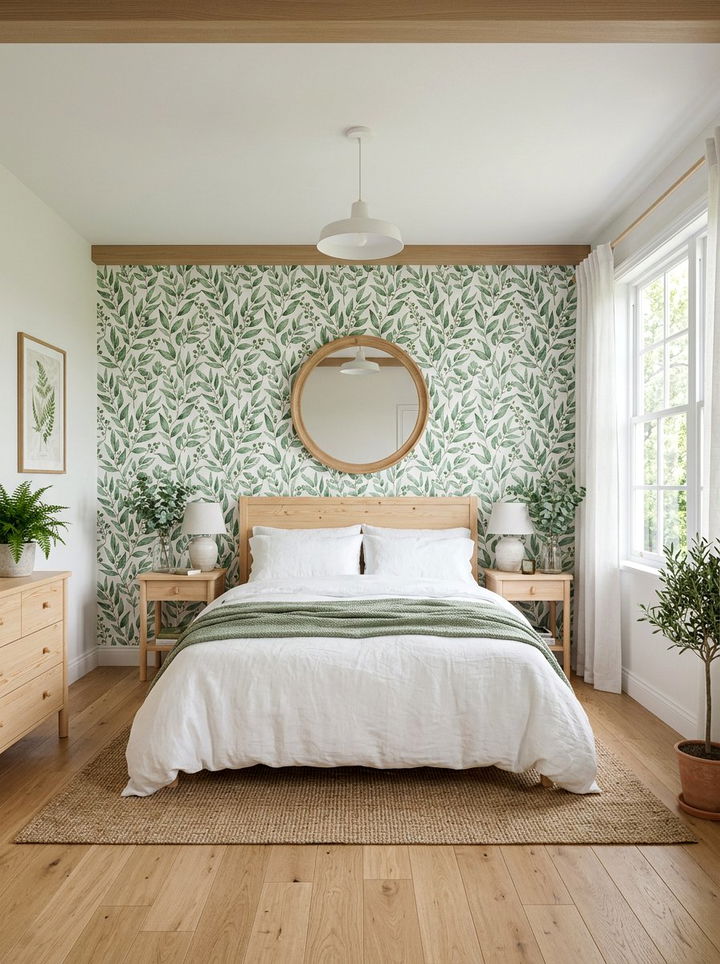 Eucalyptus Leaf Pattern Wallpaper - 30 bedroom peel and stick wallpapers