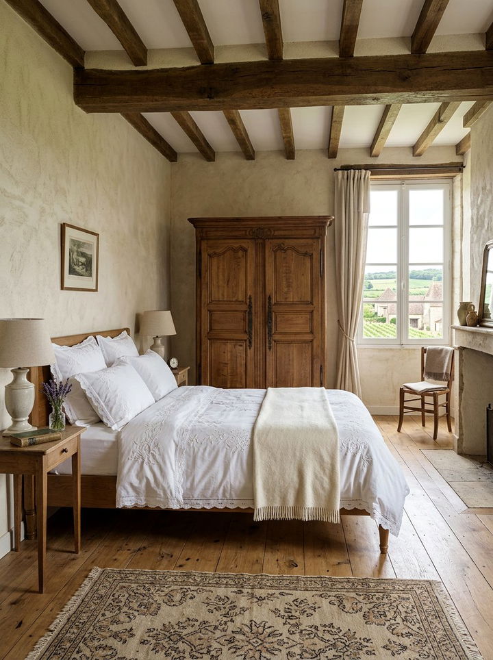 European farmhouse bedroom - 30 rustic beige bedroom ideas