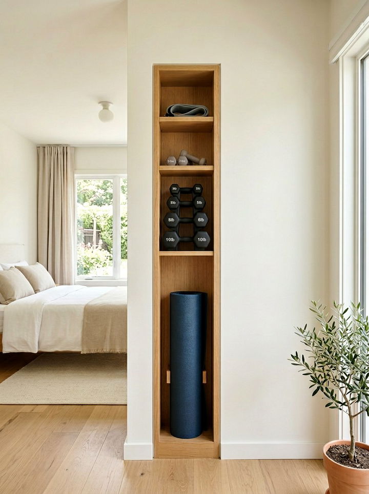 Exercise Equipment Storage - 30 bedroom niche ideas