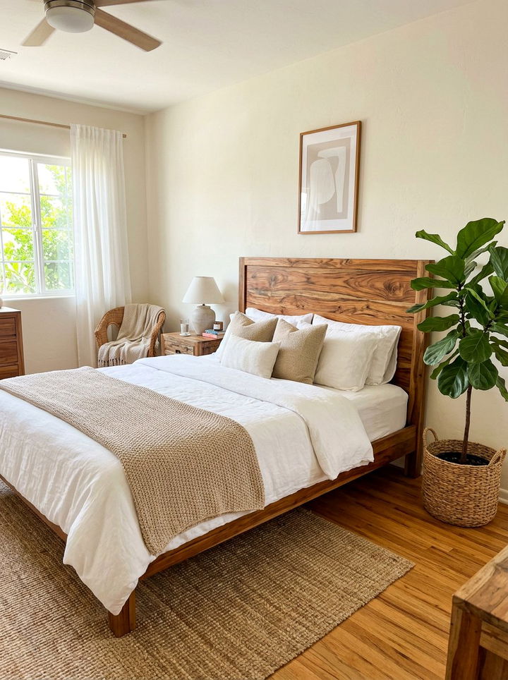 Exotic Wood Headboard - 30 tropical bedroom ideas