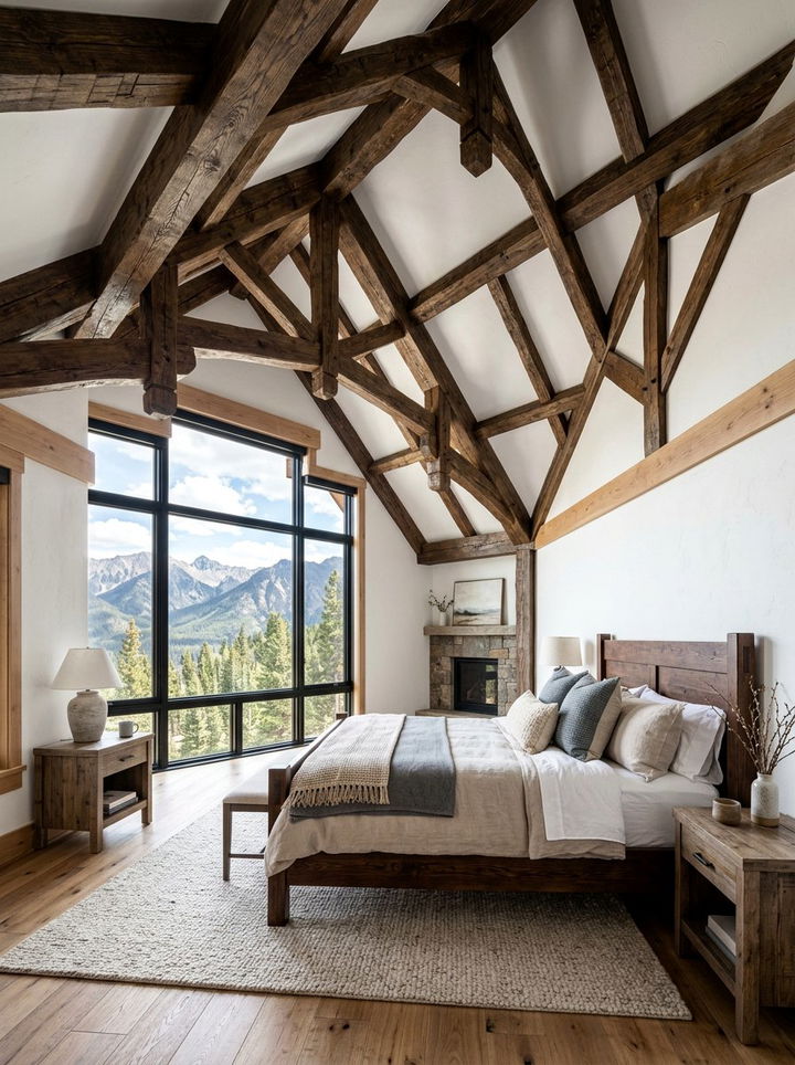 Exposed Beam Ceiling Mountain Bedroom - 30 mountain house bedroom ideas