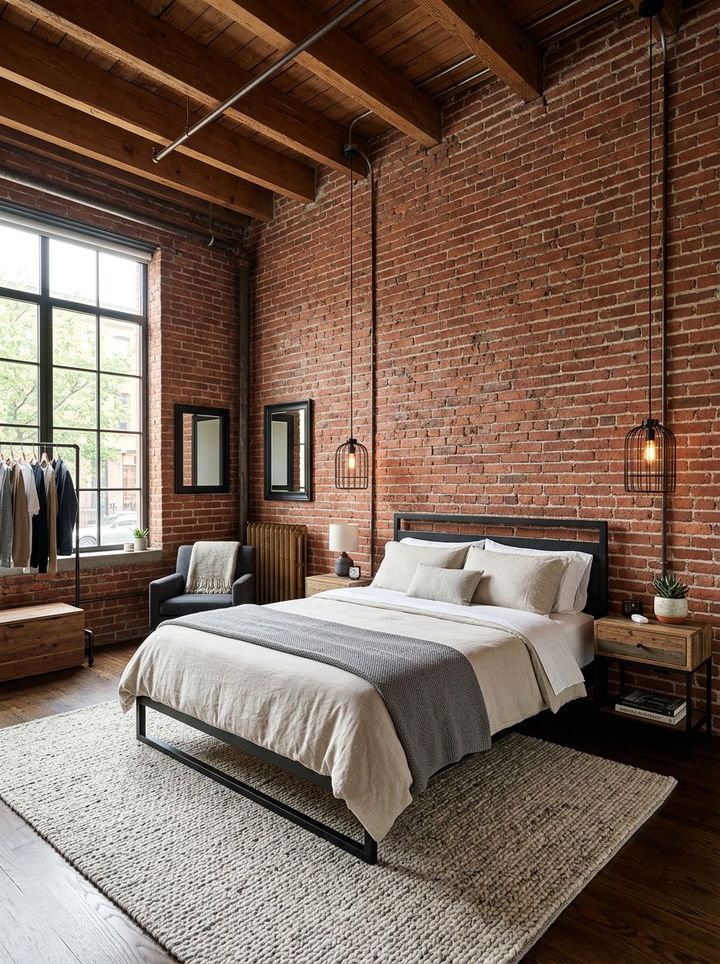 Exposed Brick Bedroom - 30 custom bedroom ideas