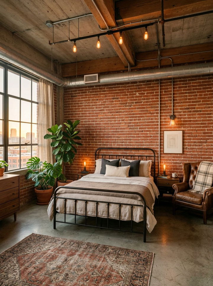 Exposed Brick Bedroom - 30 exposed ductwork bedroom ideas