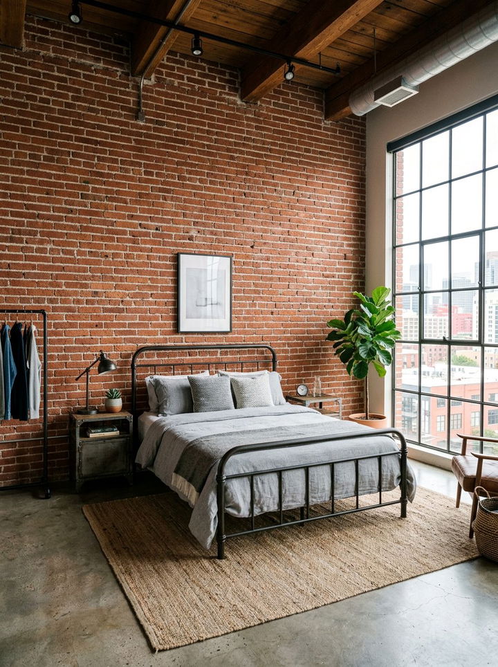 Exposed Brick Bedroom - 30 textured bedroom ideas