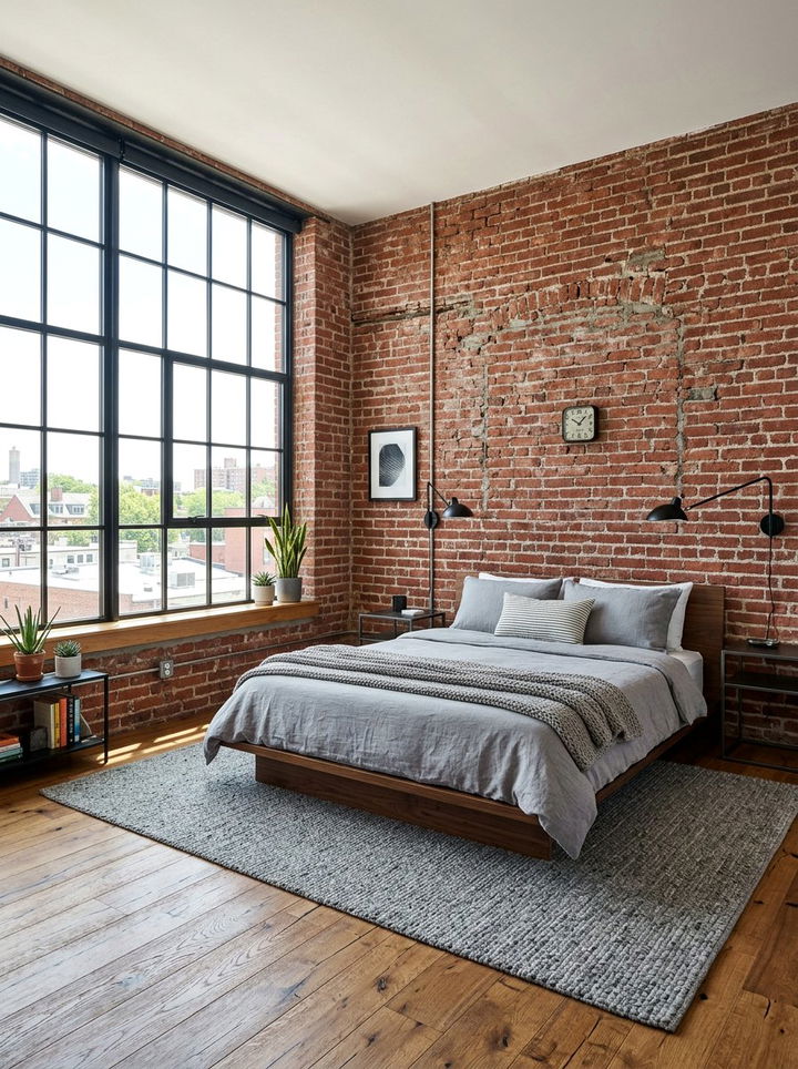 Exposed Brick Loft - 30 loft style bedroom ideas