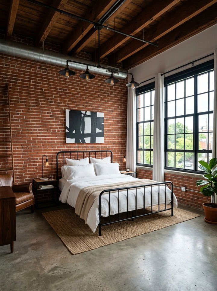 Exposed Brick Wall - 30 romantic bedroom ideas