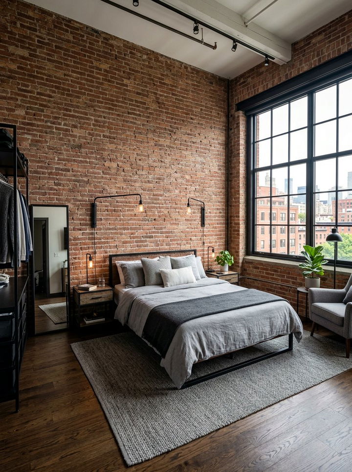 Exposed Brick Wall - 30 bedroom texture layering ideas