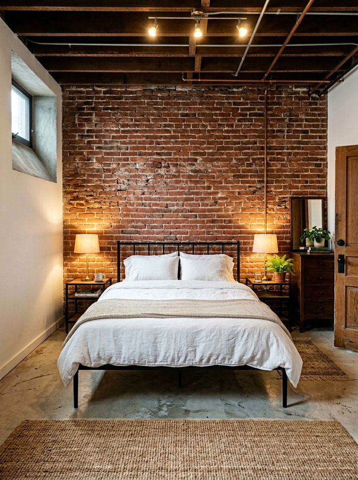Exposed Brick Wall Basement Bedroom - 30 basement bedroom ideas