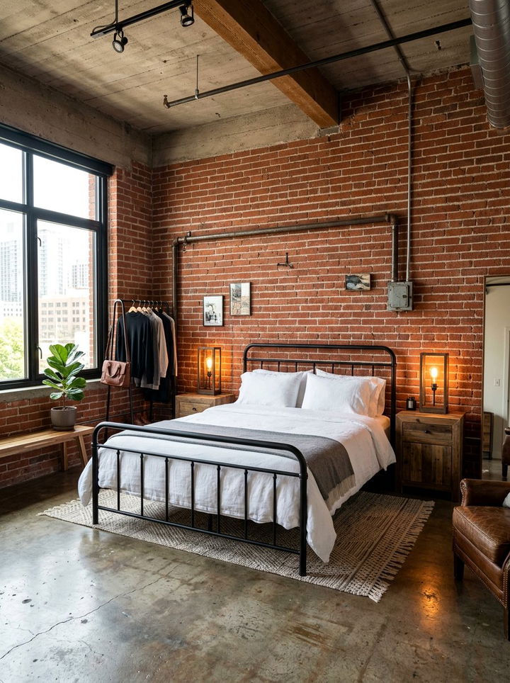 Exposed Brick Wall - 30 bedroom backsplash ideas