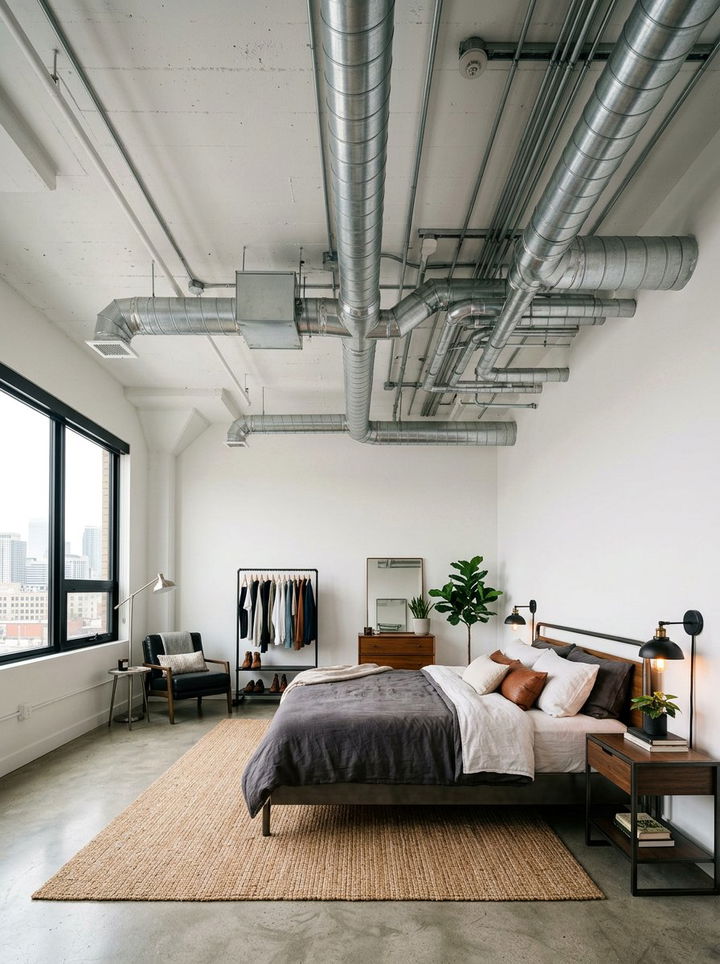 Exposed Ductwork Bedroom - 30 converted warehouse bedroom ideas
