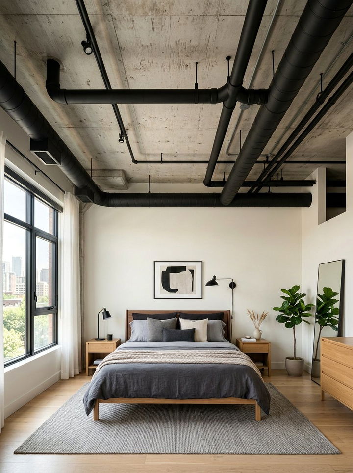 Exposed Ductwork Decor - 30 warehouse bedroom ideas