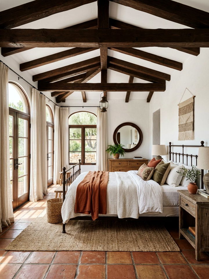 Exposed Wood Ceiling Beams - 30 Mediterranean bedroom ideas