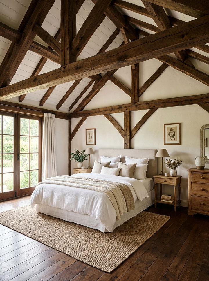 Exposed wood beam bedroom - 30 French country bedroom ideas
