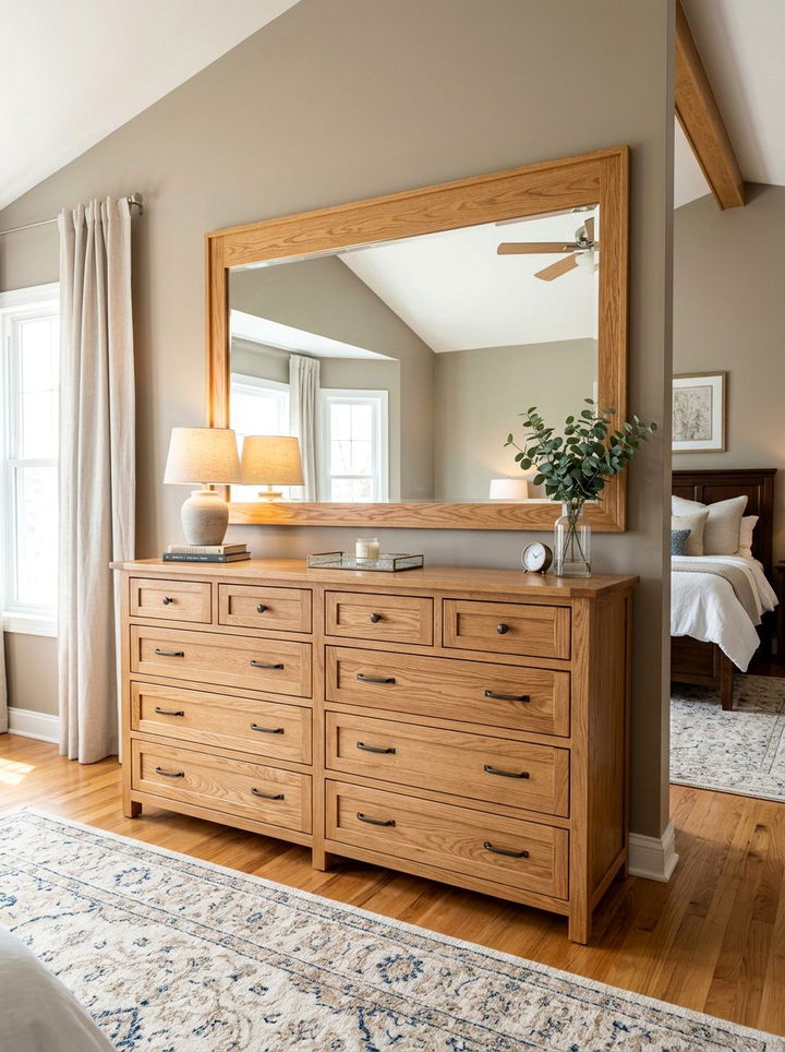 Extra Wide Oak Double Dresser - 30 bedroom wood dressers