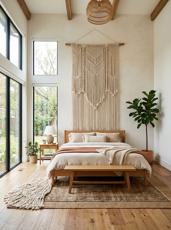 Extra long macrame fringe hanging - 30 bedroom macrame wall hangings