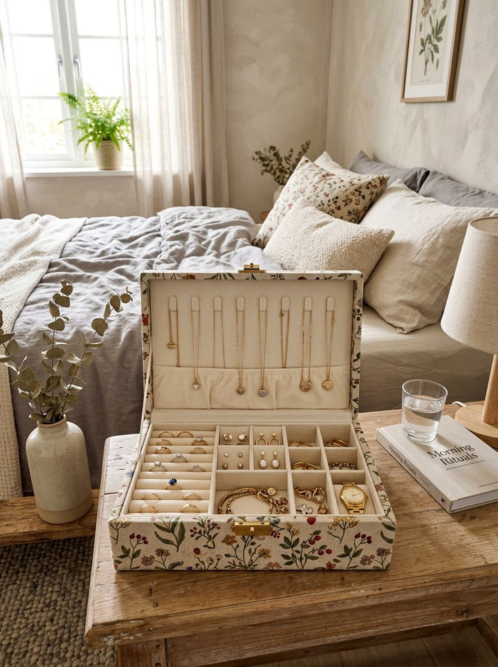 Fabric Covered Jewelry Box - 30 bedroom jewelry boxes